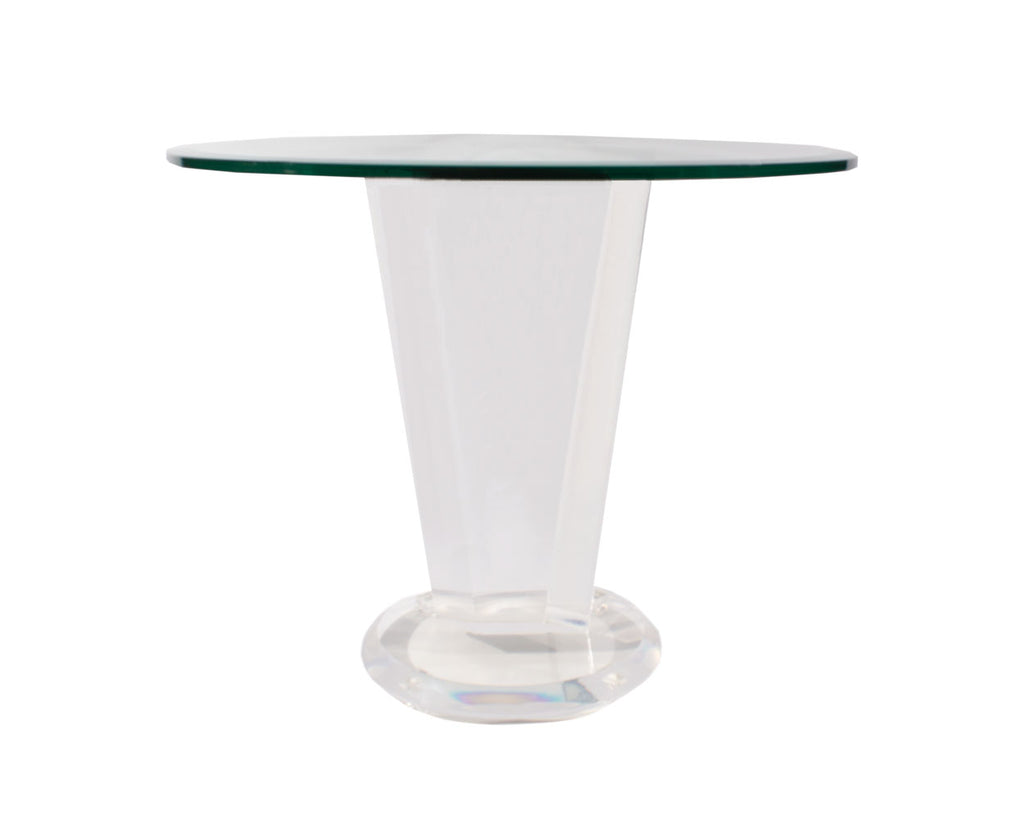 Postmodern Glass and Lucite Accent Table