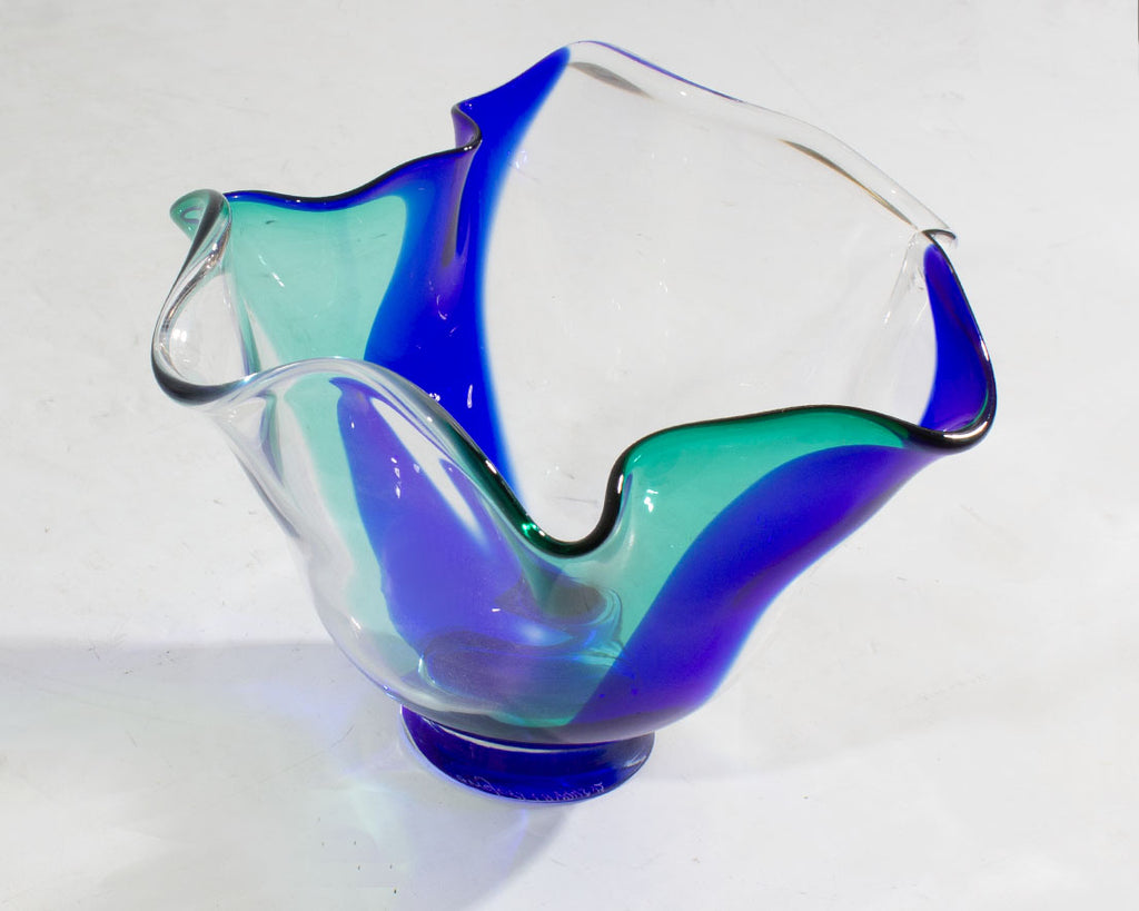 Lars Hellsten Orrefors Sweden Glass Ruffle Bowl