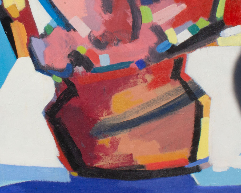 Abstract Fauvist Style Oil on Board Painting