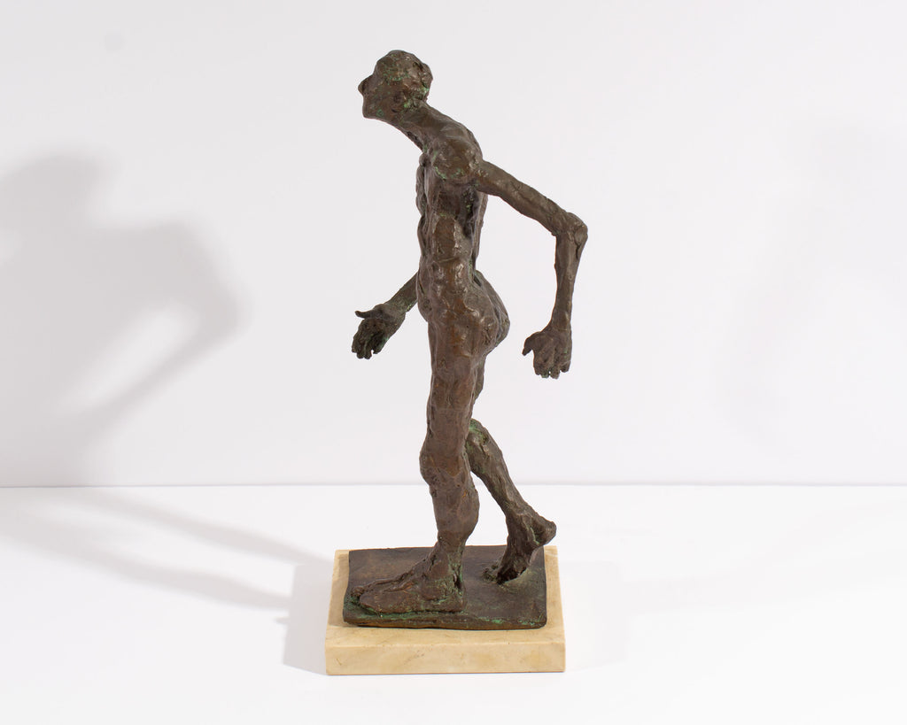 George De Groat Signed 1973 Abstract Bronze Sculpture of a Man