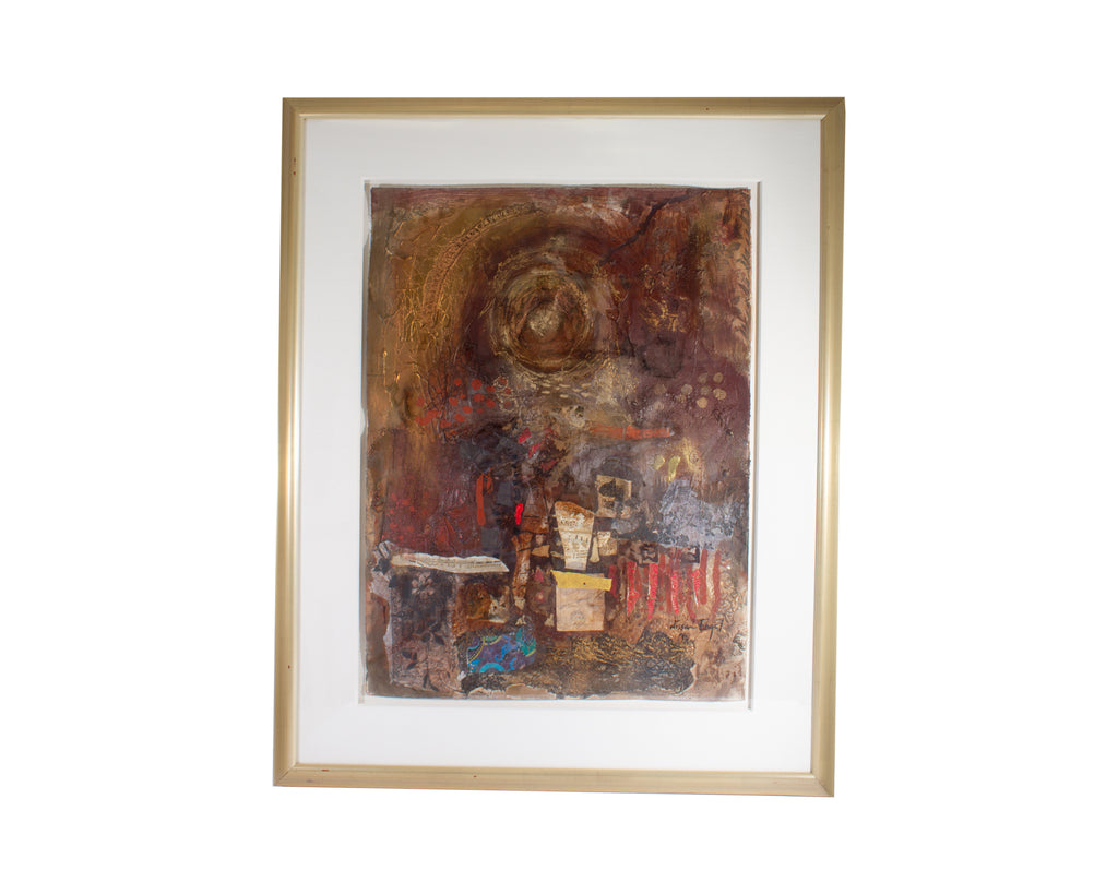 Nissan Engel Signed Mixed Media Painting and Collage