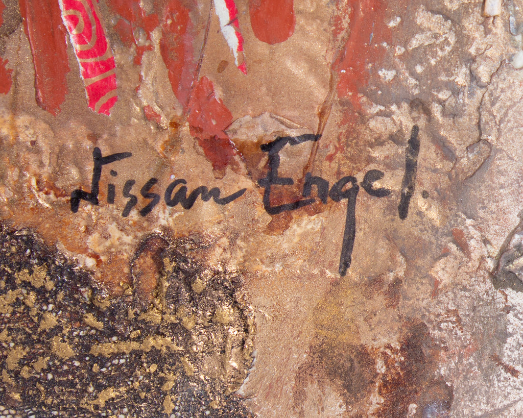 Nissan Engel Signed Mixed Media Painting and Collage
