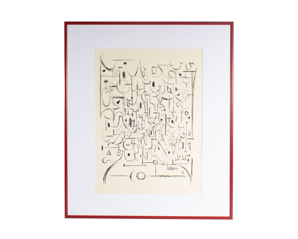  Harry Hilson Signed 1961 Abstract Ink Drawing