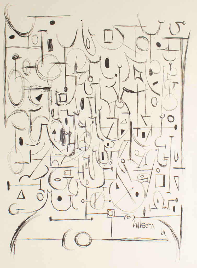 Harry Hilson Signed 1961 Abstract Ink Drawing