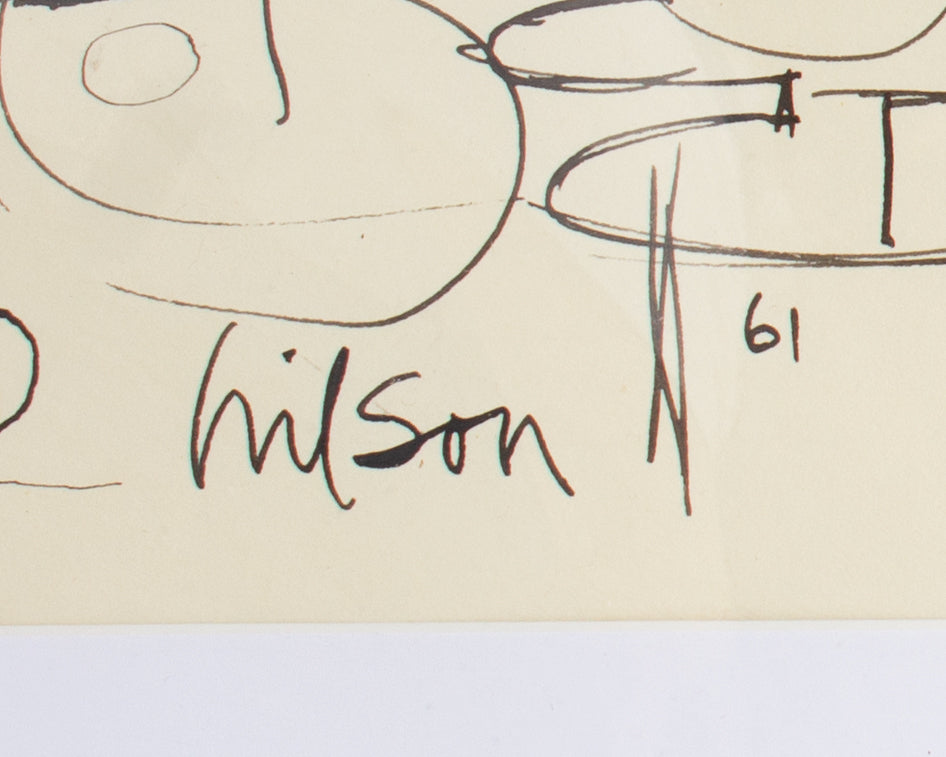 Harry Hilson Signed 1961 Abstract Ink Drawing