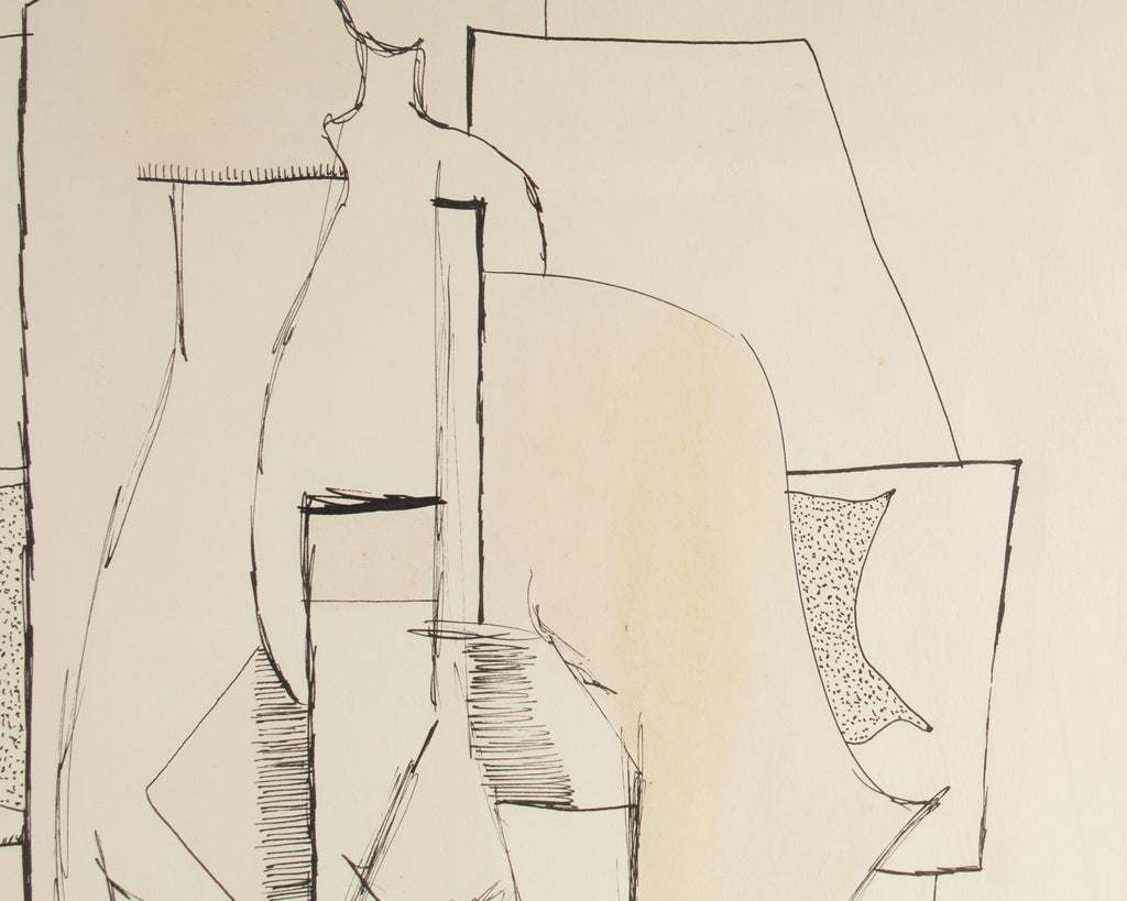 Harry Hilson Signed 1961 Structure Series Ink Drawing