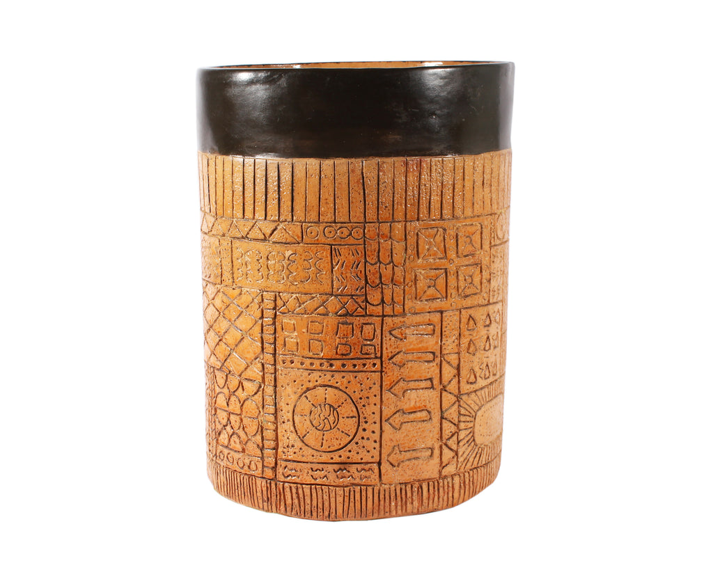 Jim Summers Pottery Vase Canister with Incised Design