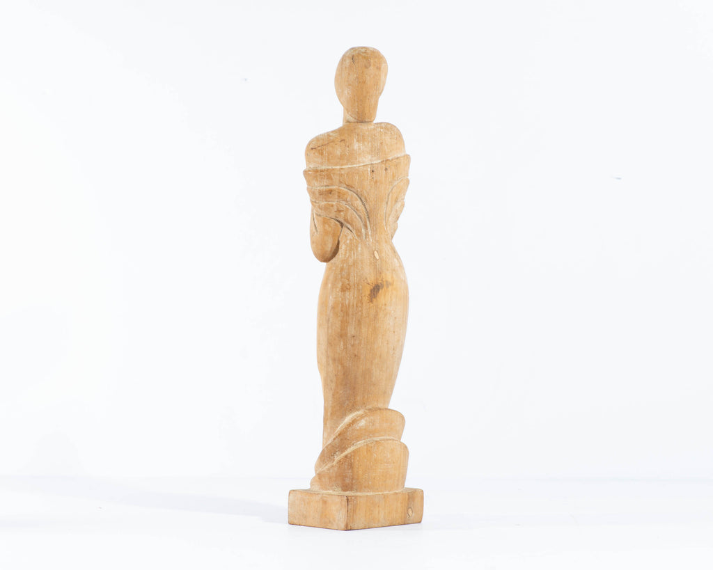 Edward Stasack Abstract Carved Wood Sculpture of a Woman