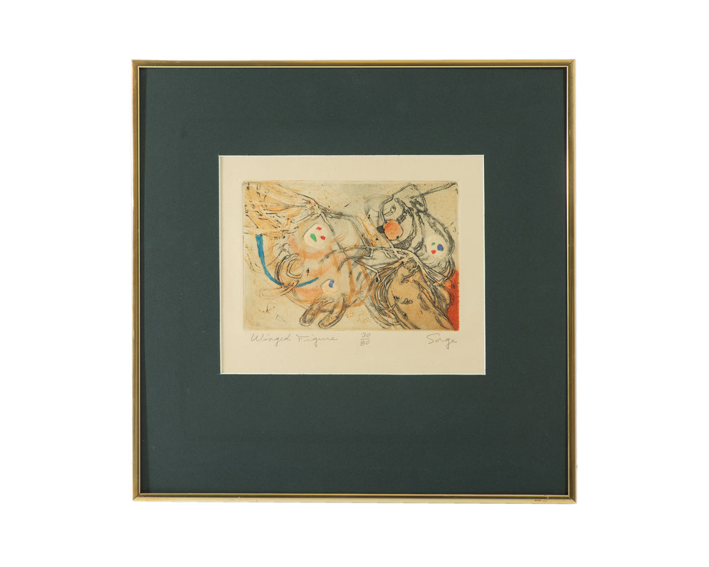 Walter Sorge Limited Edition Signed "Winged Figure" Etching