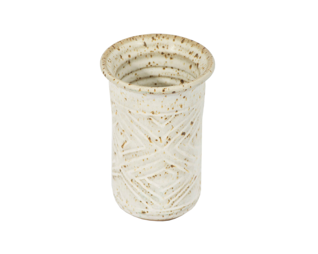 Marj Peeler Signed Studio Pottery Vase with Incised Design