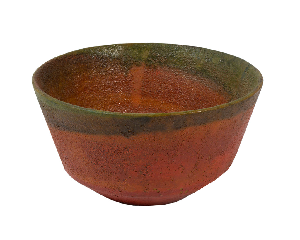 Marcello Fantoni Raymor Italian Green and Orange Ceramic Bowl