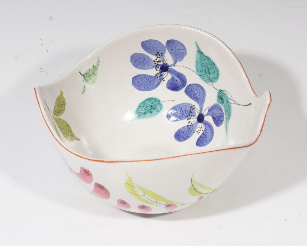 Stig Lindberg Gustavsberg Sweden Faience Leaf Bowl with Floral Design