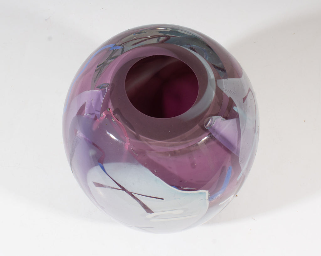 Mark Fowler Signed 1984 Postmodern Art Glass Vase