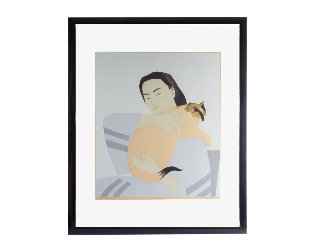 Will Barnet Signed “Woman and White Cat” Limited Edition Serigraph