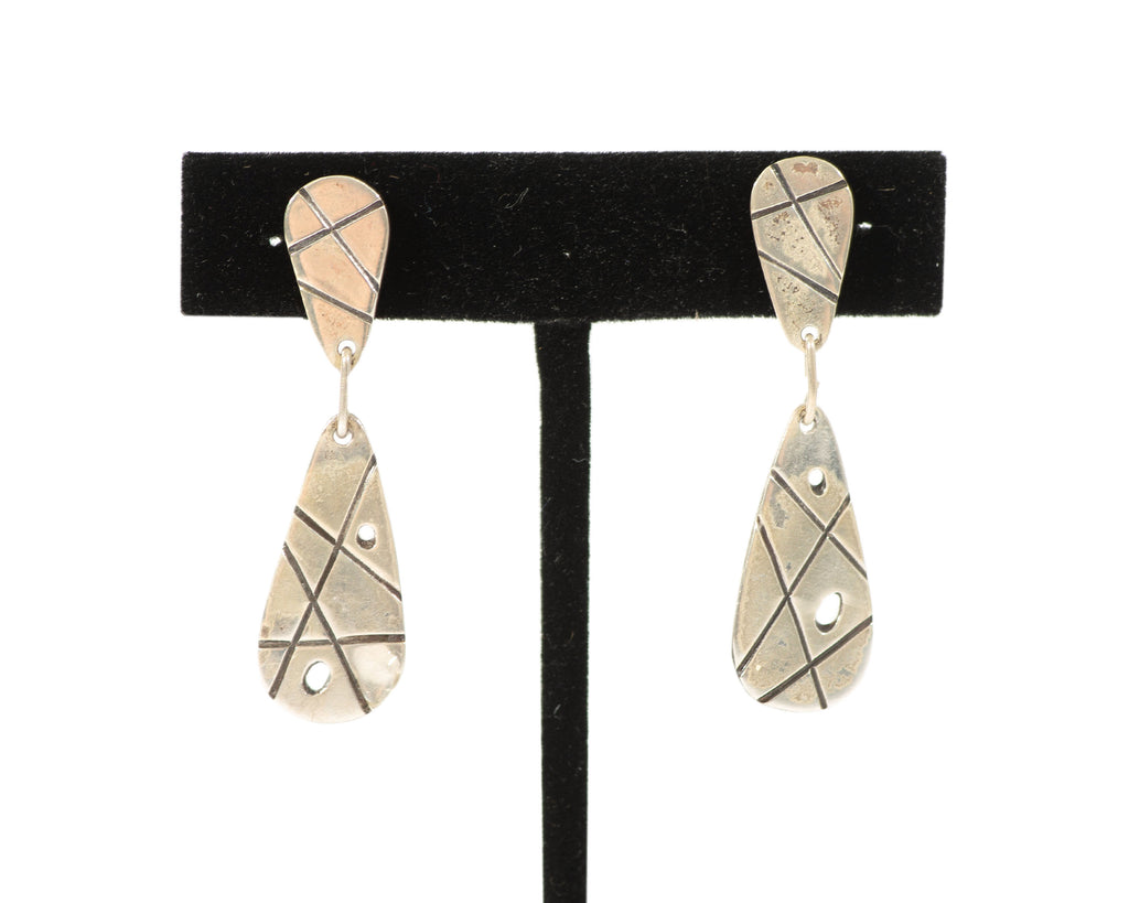 Nita Lustig Sterling Silver Modernist Clip-On Earrings