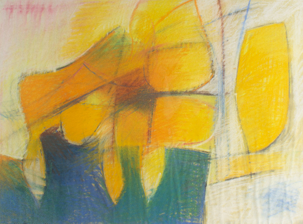 Walter Stomps Signed 1960 Abstract Chalk Pastel Drawing