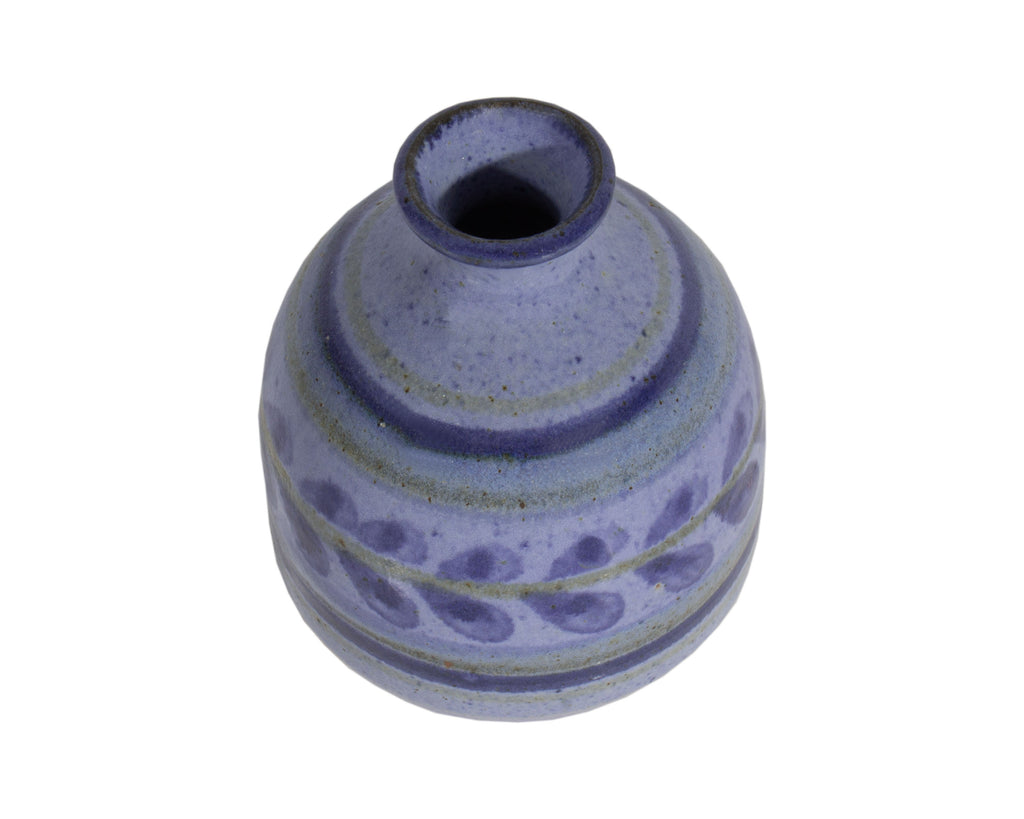 Marj Peeler Signed Studio Pottery Vase with Leaf Design