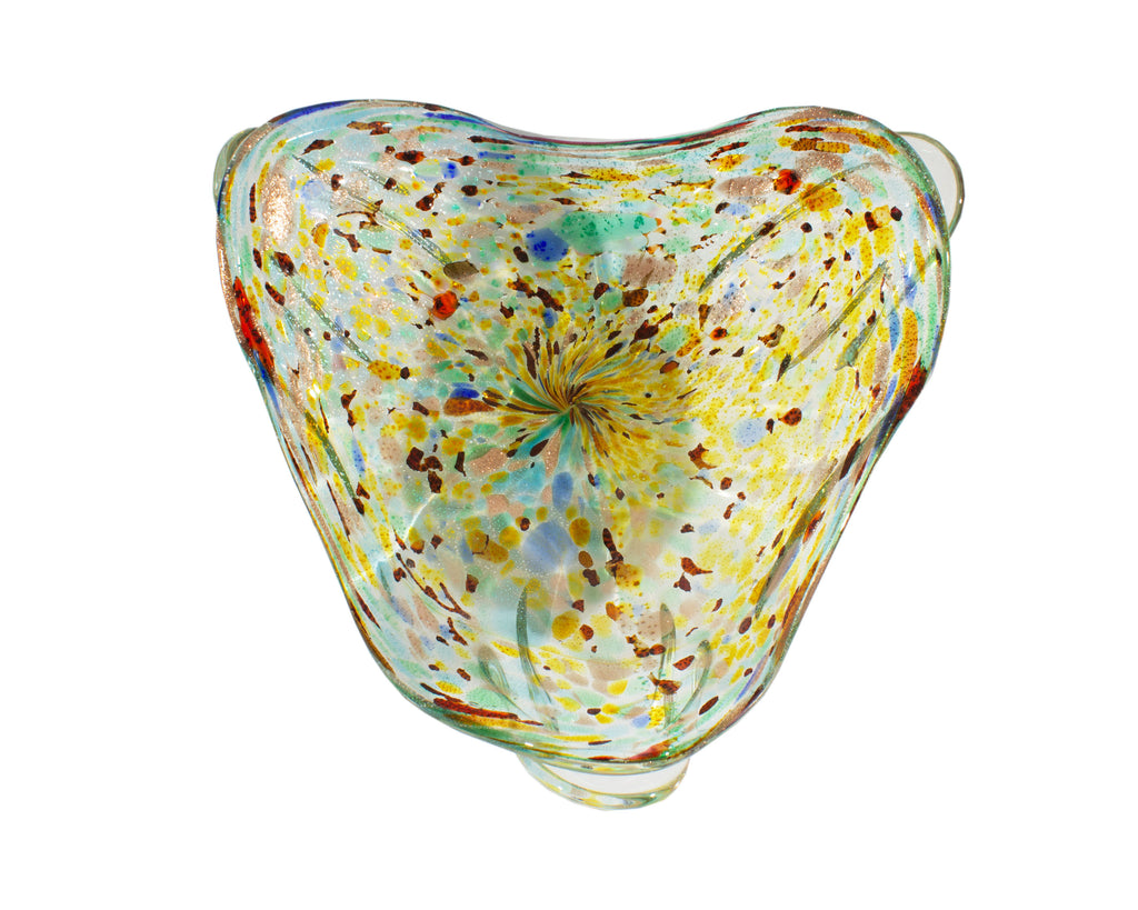 Italian Murano Confetti Art Glass Triangular Bowl