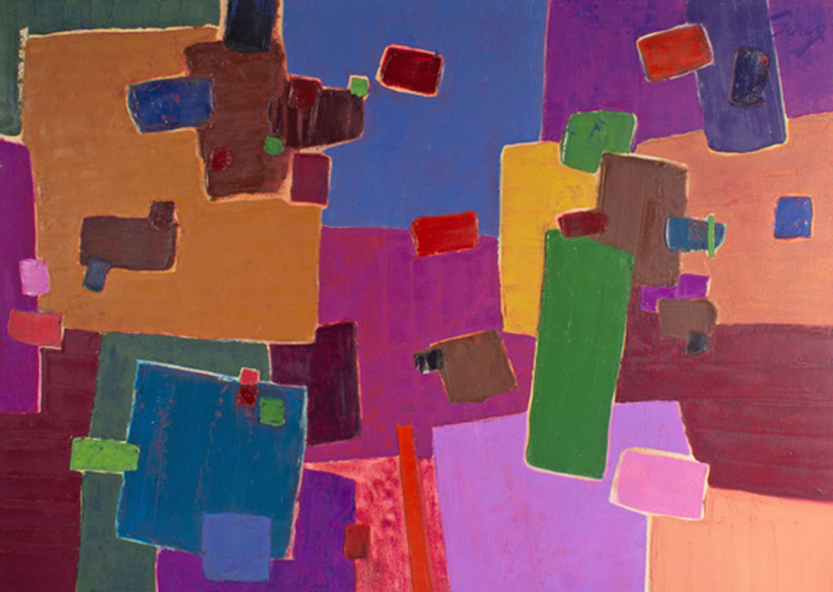 Walter Signed Oil on Paper Abstract Painting Sheafer + King Modern