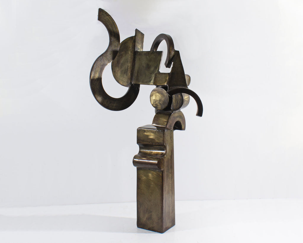 Robert Beaven Cubist Style Metal Sculpture of an Elephant
