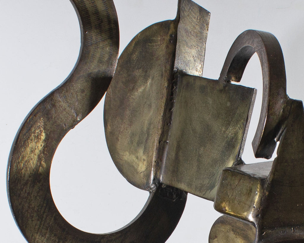 Robert Beaven Cubist Style Metal Sculpture of an Elephant