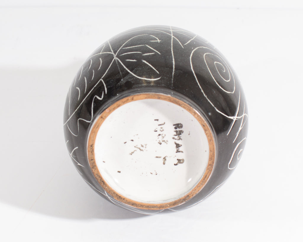 Raymor CAF Italian Black and White Ceramic Vase