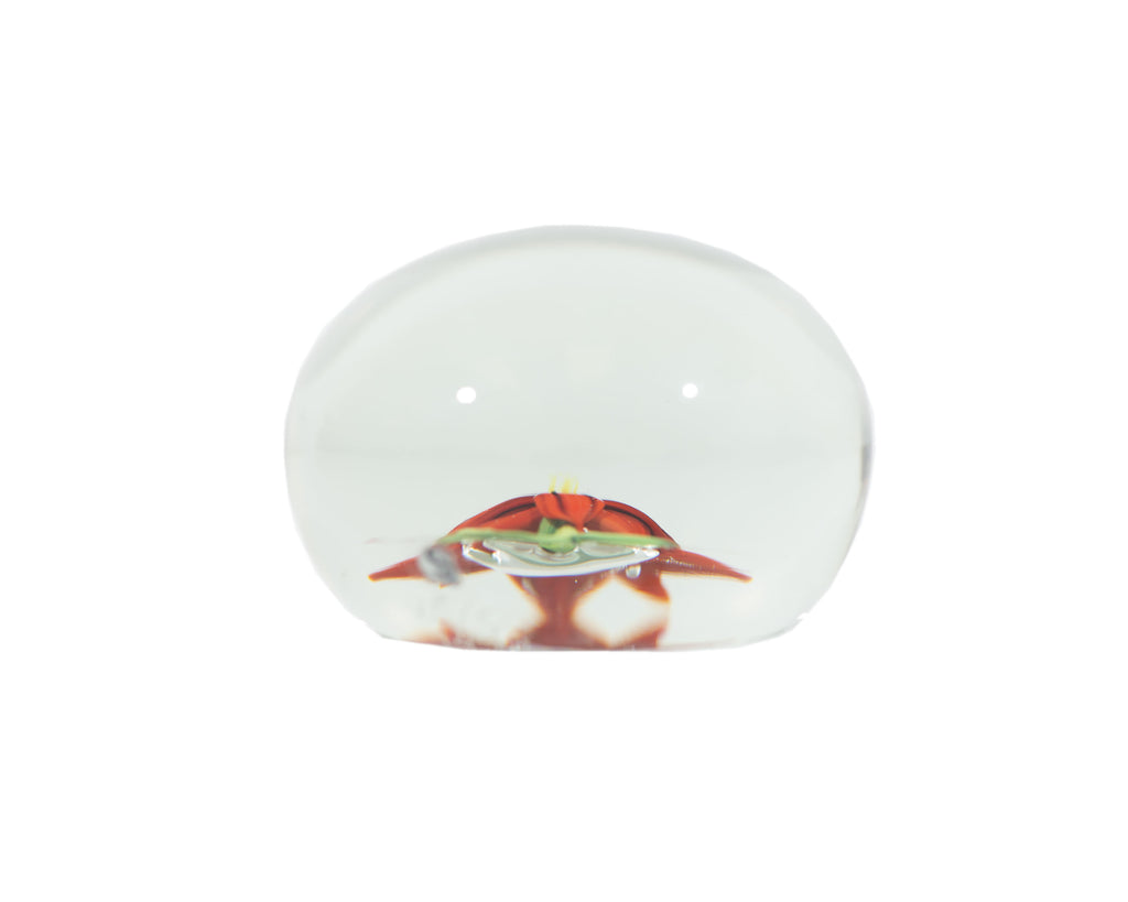 Paul Stankard 1972 Art Glass Red Flower Paperweight