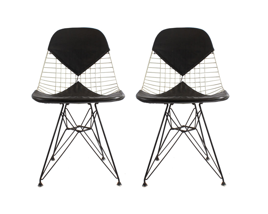 Charles and Ray Eames 1950s Herman Miller DKR Bikini Wire Chairs with Eiffel Tower Bases