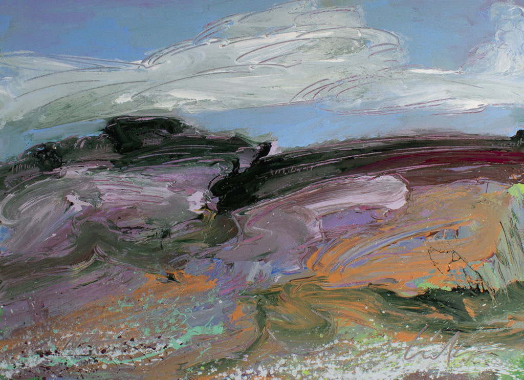 Harry Hilson Signed 1980s Abstract Landscape Acrylic Painting