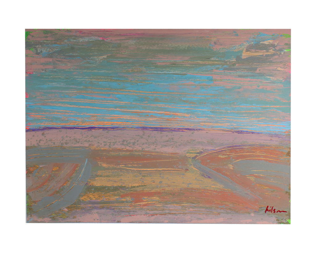 Harry Hilson Signed 1980s Abstract Landscape Acrylic Painting