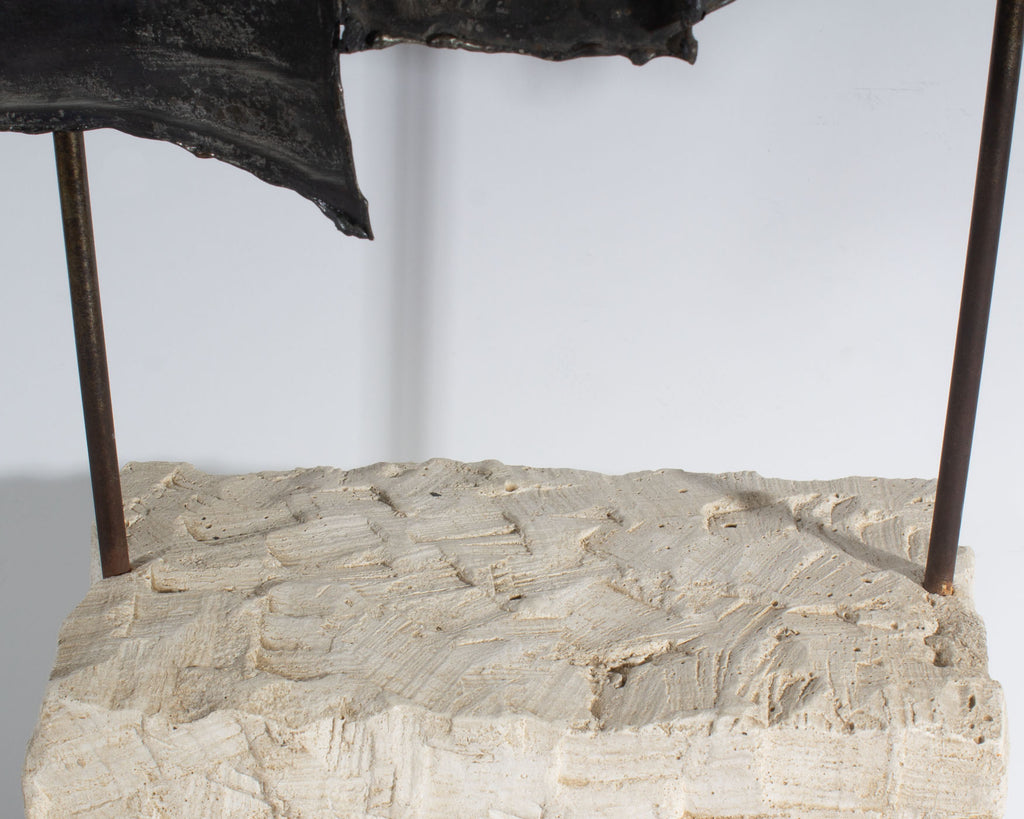 Abstract Brutalist Metal Sculpture