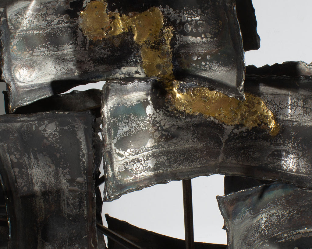 Abstract Brutalist Metal Sculpture