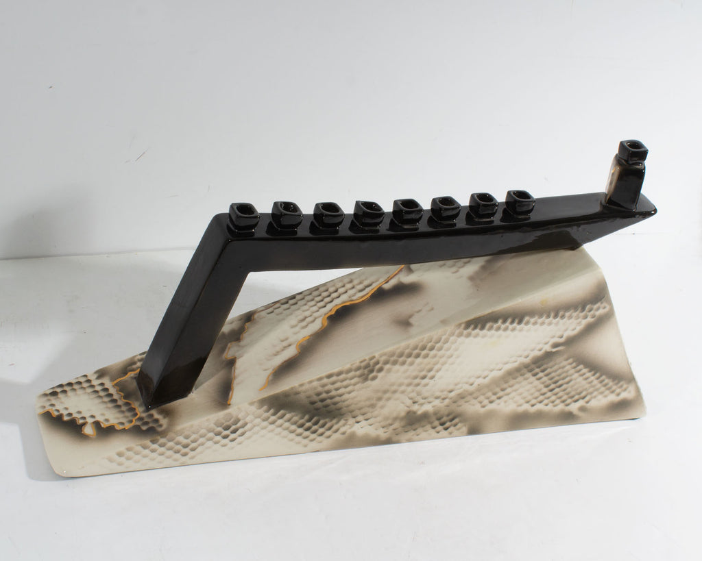 Postmodern Ceramic Hanukkiah Hanukkah Menorah