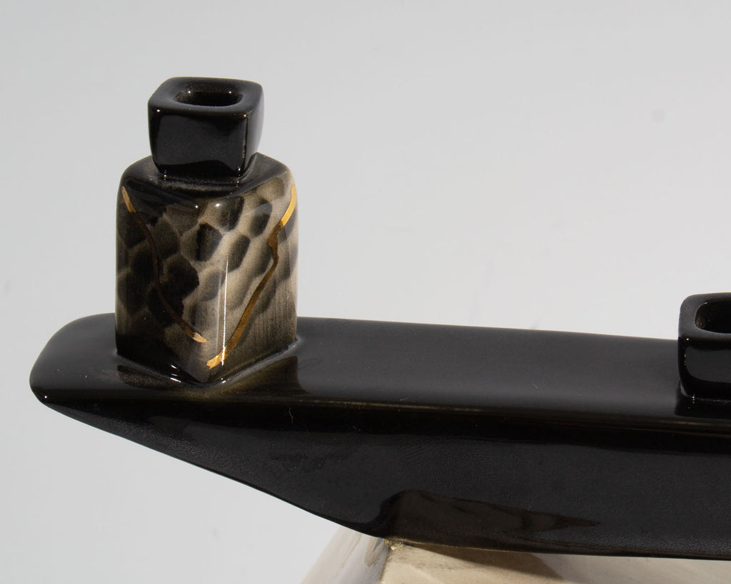 Postmodern Ceramic Hanukkiah Hanukkah Menorah