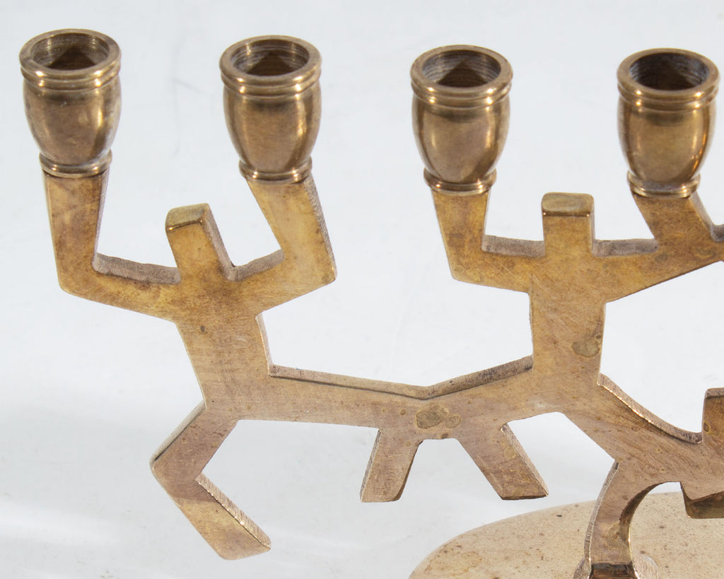 Pop Art Keith Haring Style Brass Dancing Figures Hanukkiah Hanukkah Menorah