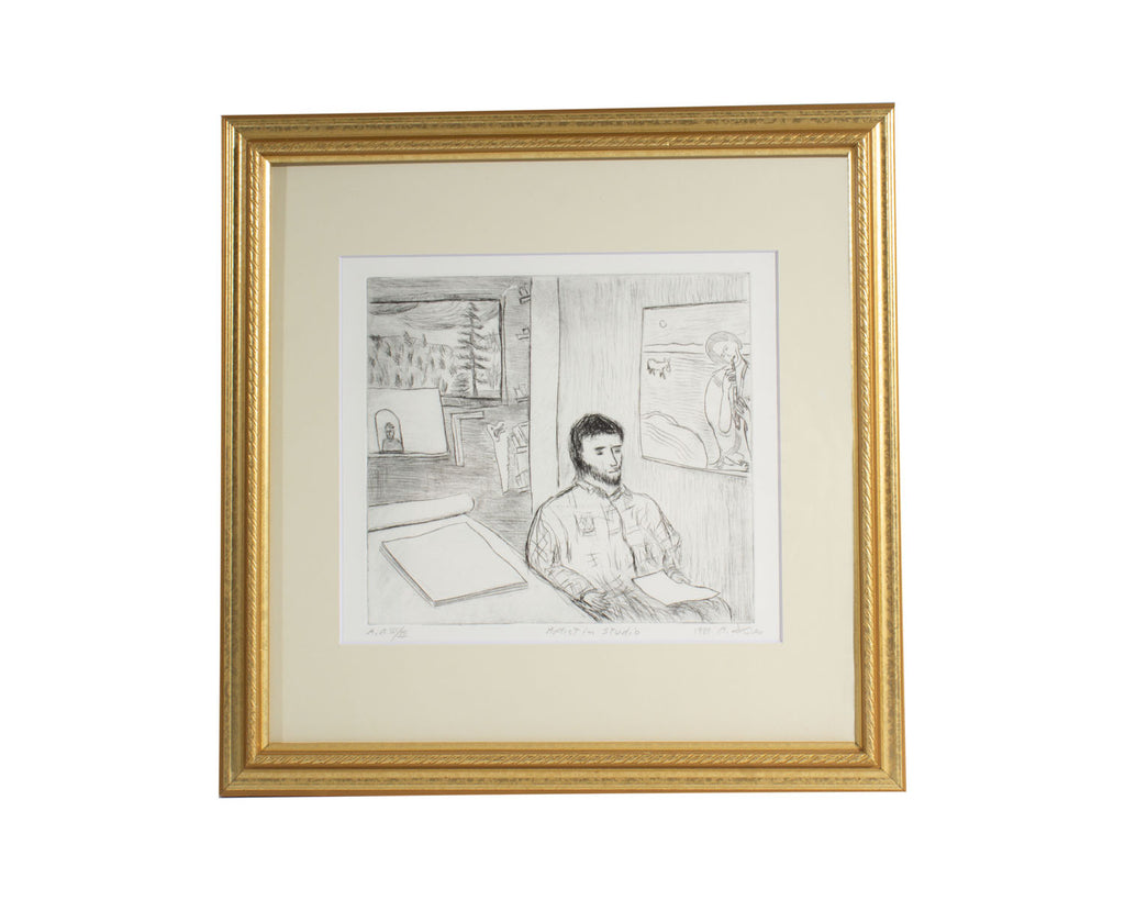 Arnold Shives Signed 1989 “Artist in Studio” Artist’s Proof Intaglio Print