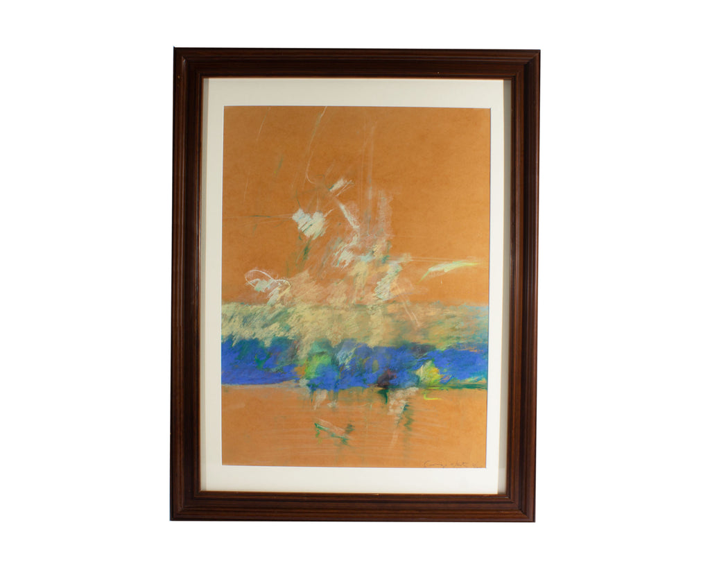 George Waite Signed 1964 Oil on Paper Abstract Drawing
