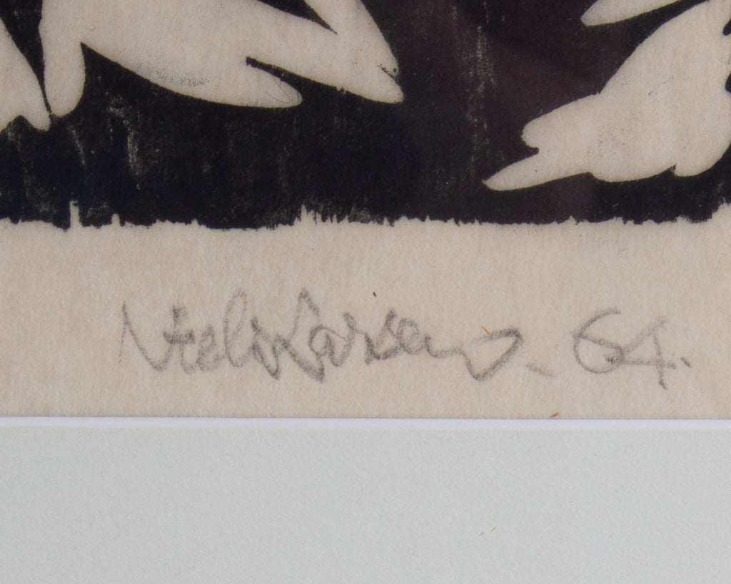 Niels Larsen Signed 1964 Artist’s Proof Woodcut of Thistles