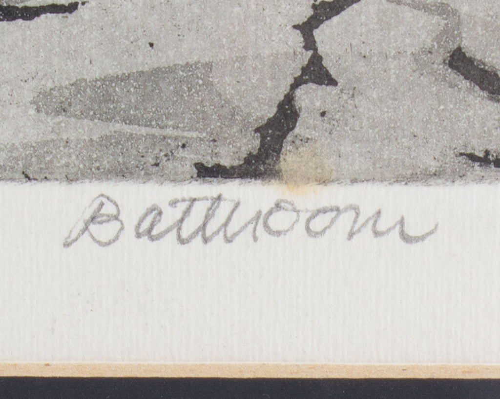 Deborah Ellis Signed 1975 “Bathroom” Limited Edition Aquatint Print