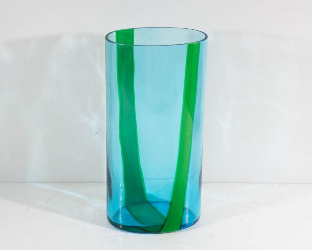 V. Nason & C. Murano Italian Blue and Green Glass Vase