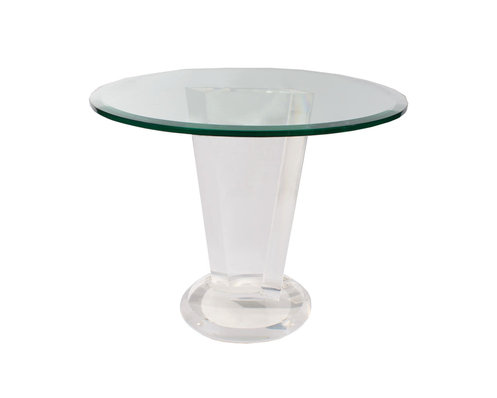 Postmodern Glass and Lucite Accent Table