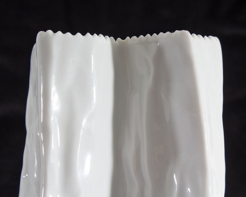 Tapio Wirkkala Rosenthal White Porcelain Paper Bag Vase