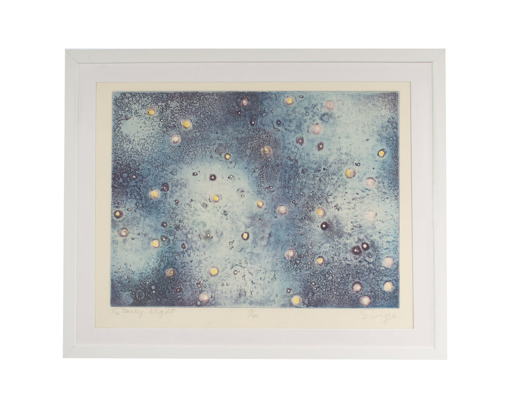 Walter Sorge Signed “Starry Night” Limited Edition Abstract Aquatint Print