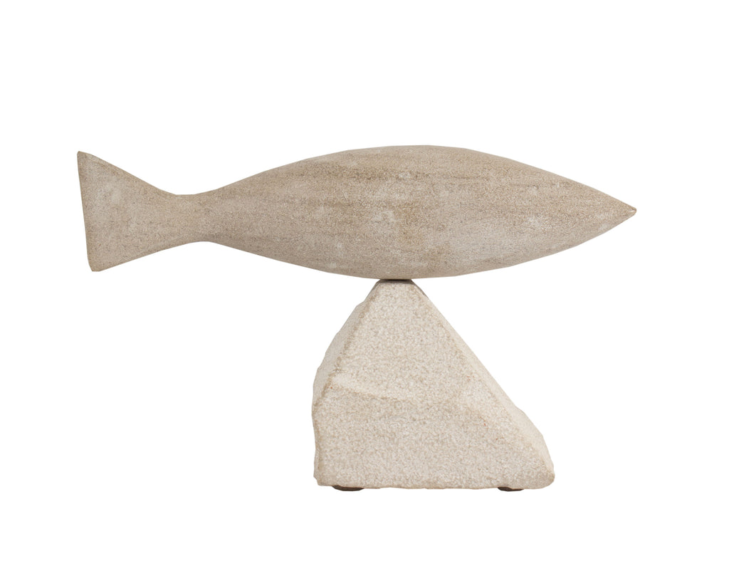 Charles R. Schiefer Abstract Limestone Fish Sculpture 