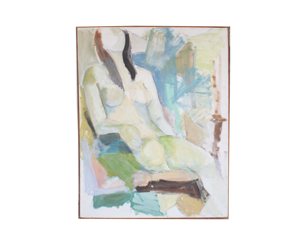 June Skowronski Onesti Signed Oil on Canvas Abstract Nude Painting