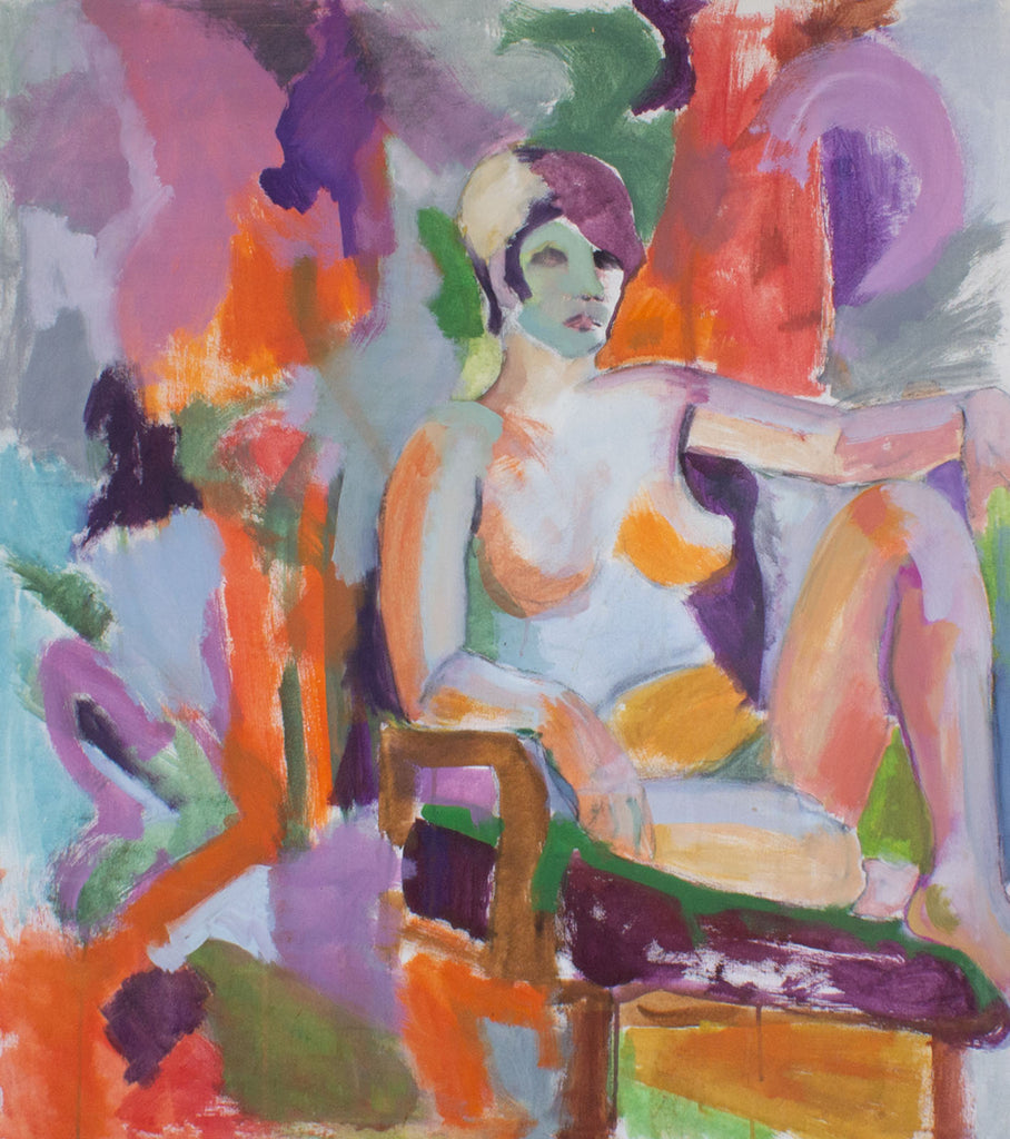June Skowronski Onesti Oil on Canvas Abstract Nude Painting