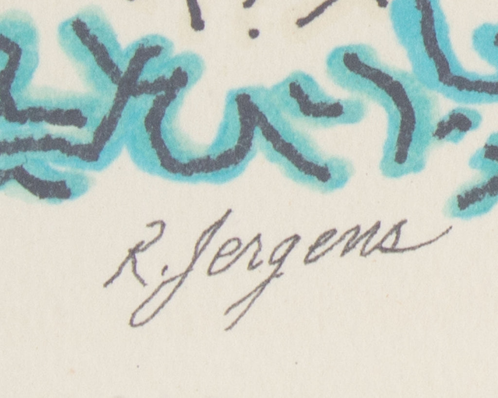 Robert Jergens Signed 1978 Abstract Ink Marker Drawing