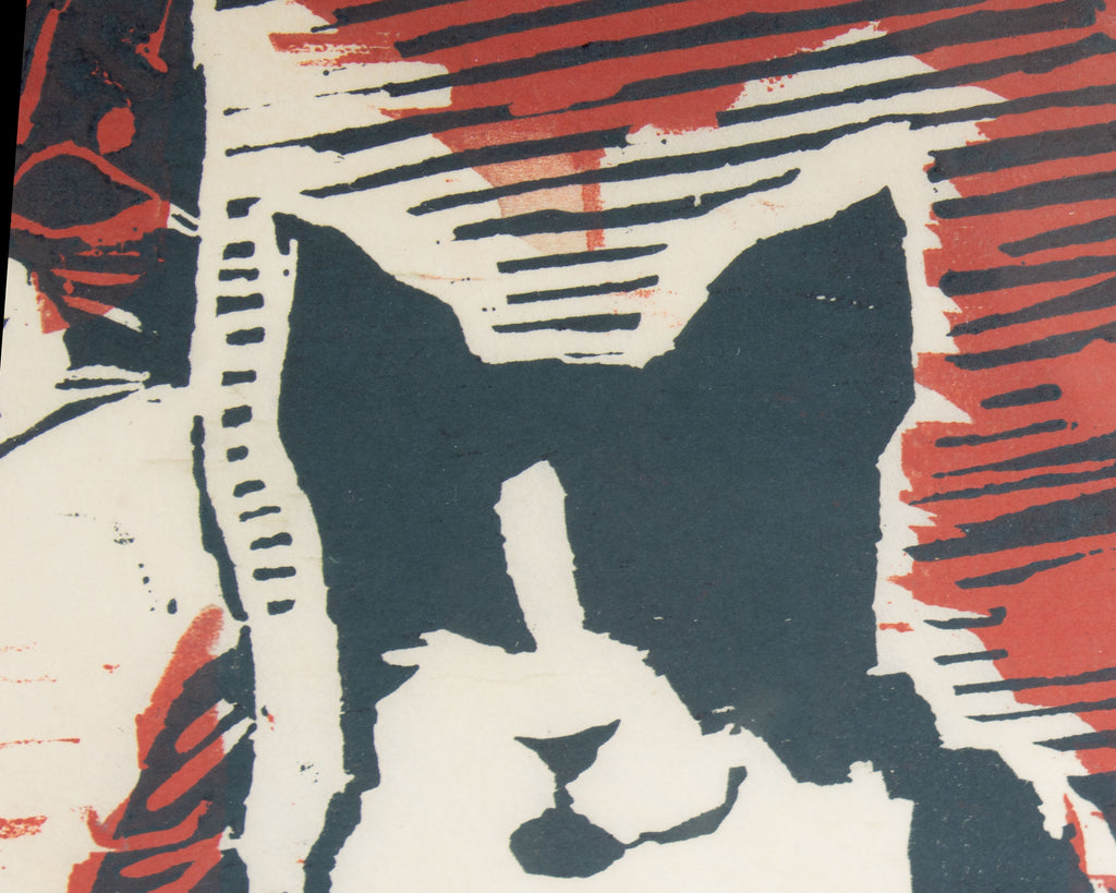 June Skowronski Onesti Signed “Cats” Artist’s Proof Woodblock Print