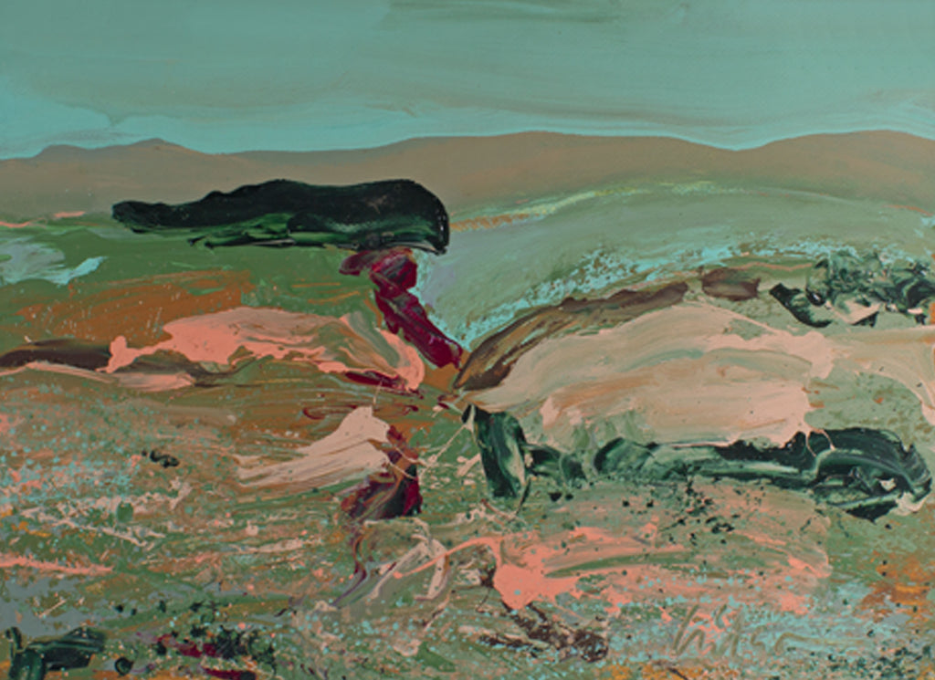 Harry Hilson 1980s Abstract Landscape Acrylic Painting on Paper