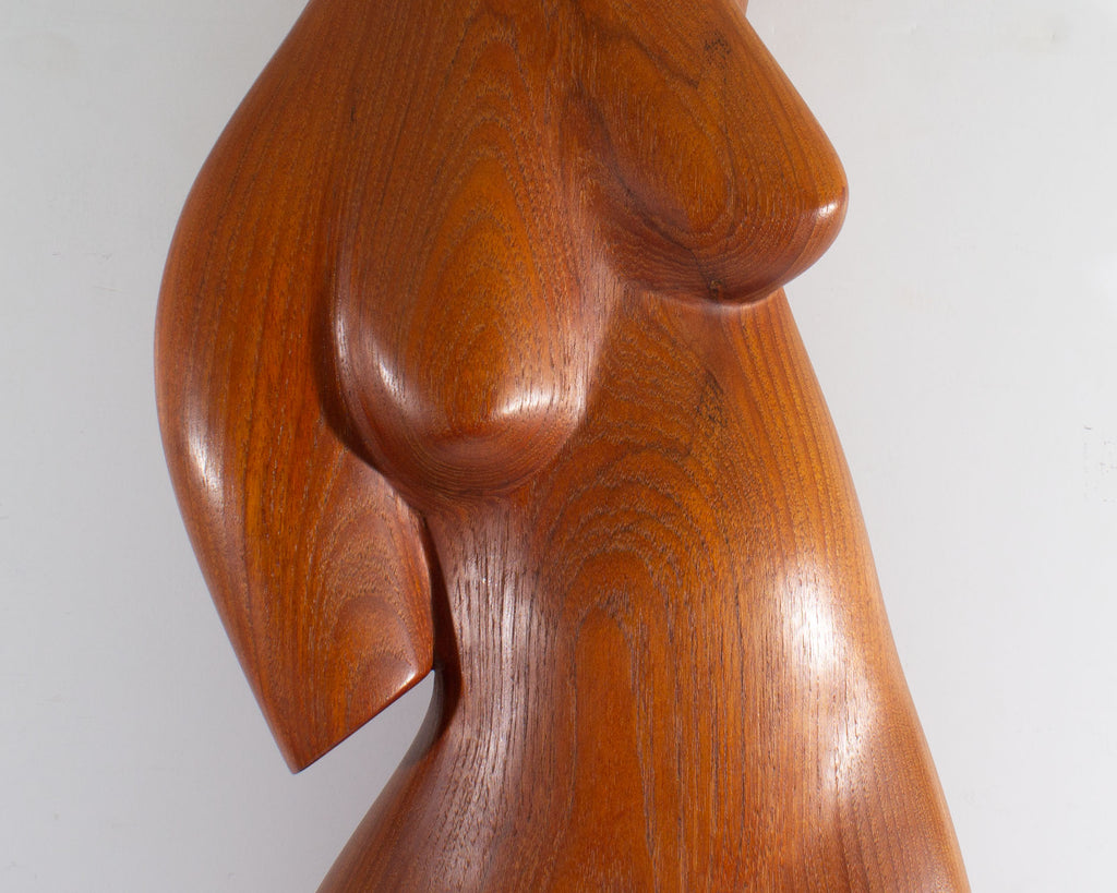 Gert Olsen Signed 1984 Abstract Nude Wood Sculpture